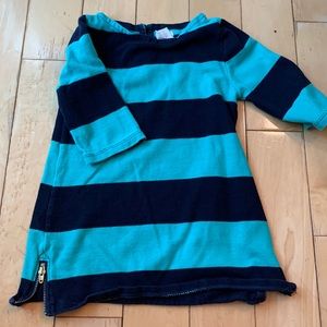 Long-sleeve Crewcuts dress, turquoise & navy, size 3T